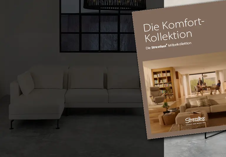 Hellbraunes Ledersofa mit passendem Sessel und Stressless Katalog
